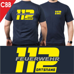 T-shirt navy with font type "CBB" multicolored