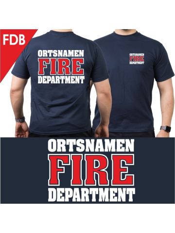 T-Shirt navy mit Schrift-Typ "FDB" mehrfarbig