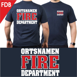 T-Shirt navy mit Schrift-Typ "FDB" mehrfarbig