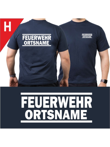 T-Shirt navy mit Schrift-Typ "H"