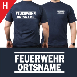 T-shirt navy with font type "H"