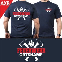 T-Shirt navy mit Schrift-Typ "AXB" mehrfarbig