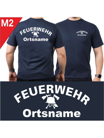 T-shirt blu navy con carattere tipo "M2"