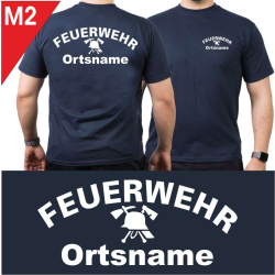 T-shirt navy with font type "M2"
