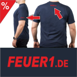T-shirt blu navy con carattere tipo "MF"