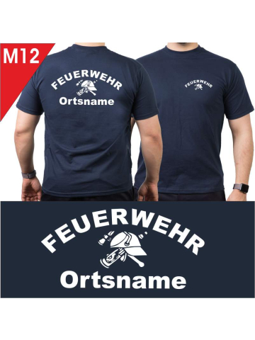 T-Shirt navy mit Schrift-Typ "M12"