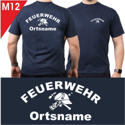 T-shirt navy with font type "M12"