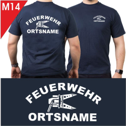 T-shirt navy with font type "M14"