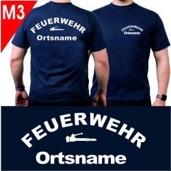 T-shirt navy with font type "TM3"