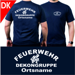 Camiseta azul marino con fuente tipo "DK"