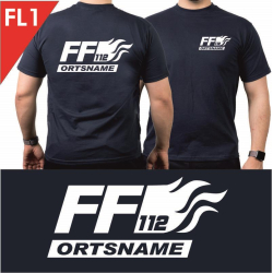 T-shirt navy with font type "FL1"