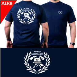 T-shirt blu navy con carattere tipo "ALKB"