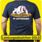 T-Shirt Leistungsabzeichen GOLD (bulldogge gold/weiss/rotes Halsband) (Nr. 32)