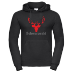 Hoodie black, Schwarzwald mit Hirschgeweih XL