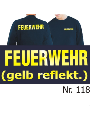 Sweat navy, FEUERWEHR gelb-reflektierende Schrift M