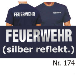 T-Shirt navy, FEUERWEHR silber-reflekt. XXL