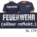 T-Shirt navy, FEUERWEHR silber-reflekt. XXL