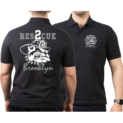 Polo schwarz, RES-2-CUE Brooklyn, fire fighting bulldog,...