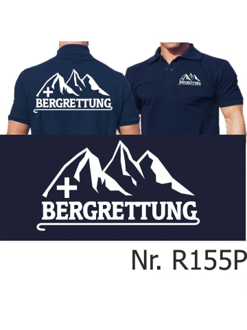 Polo navy, BERGRETTUNG mit Bergmotiv L