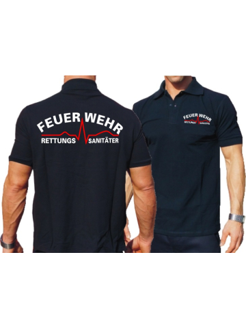 Polo navy, Rettungssanitäter (weiß/rot) L