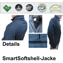 SmartSoftshelljacke navy, NOTARZT mit roter EKG-Linie XL