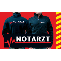 SmartSoftshelljacke navy, NOTARZT mit roter EKG-Linie XL