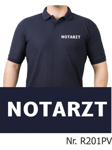 Polo navy, NOTARZT in weiß (Brustdruck) XXL