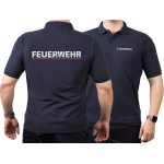 Polo navy BaWü Stauferlöwe, FEUERWEHR silber mit rotem Streifen hinten