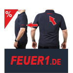 Polo navy BaWü Stauferlöwe, FEUERWEHR silber mit rotem Streifen hinten