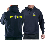 Hoodie navy, NOT  ARZT, Star of Life neongelb