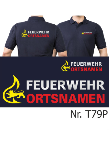 Polo navy, BaWü Stauferlöwe mit Ortsnamen beidseitig