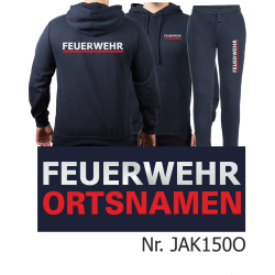 Hoodie-Jogginganzug navy, FEUERWEHR silber mit rotem...