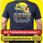 T-Shirt Leistungsabzeichen GOLD mit F220R-Helm + Namen (Nr. 40N)