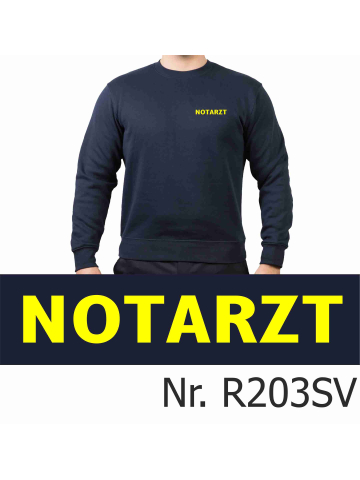 Sweat navy, NOTARZT in neongelb (auf Brust)