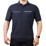 Polo navy, NOTARZT in silber mit Namen auf Brust