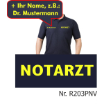 Polo navy, NOTARZT in neongelb mit Namen auf Brust