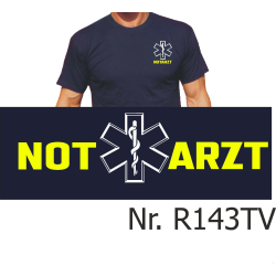 T-Shirt navy, NOT  ARZT, Star of Life neongelb auf Brust