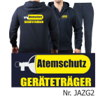 Hooded jacket-Jogging suit navy, FEUERWEHR ATEMSCHUTZ white