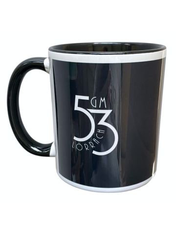 Tasse: GM53 LÖRRACH, bicolor schwarz-weiß