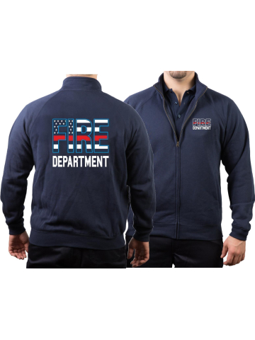 Sweatjacke navy, Fire Department, flag-red stripe