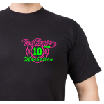 T-Shirt black, New York City Fire Dept. Ten House Manhattan pink/neon green (E-10/L-10)