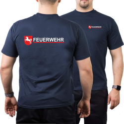 T-Shirt navy Feuerwehr Niedersachsen, beidseitig