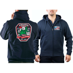 Hooded jacket navy, New York City Fire Dept. with Emblem auf em sleeveand Brustlogo 343, Outline-font auf dem Rücken