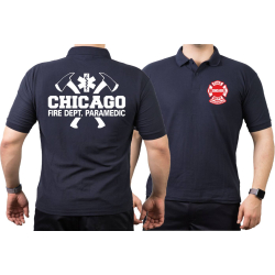 CHICAGO FIRE Dept. Axes, Star of Life, Paramedic, navy Polo
