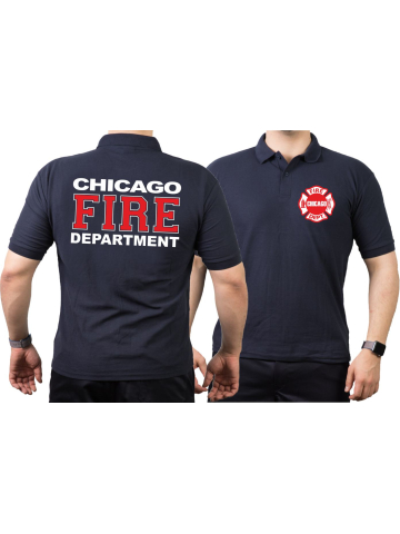 CHICAGO FIRE Dept. white-red-white, navy Polo