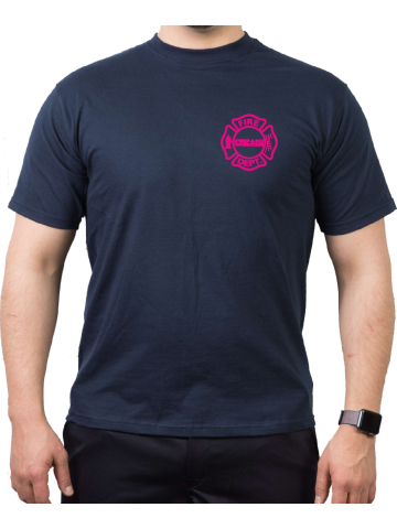 CHICAGO FIRE Dept., pinkes Logo auf Brust, navy T-Shirt
