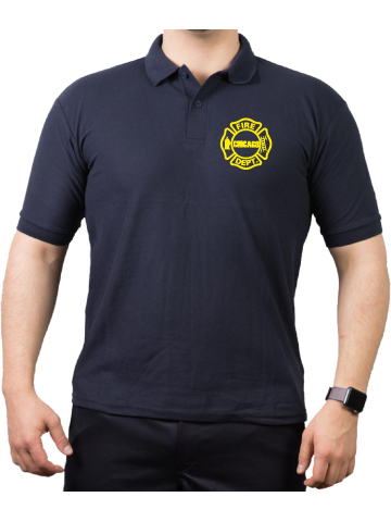 CHICAGO FIRE Dept., gelbes Logo auf Brust, navy Polo