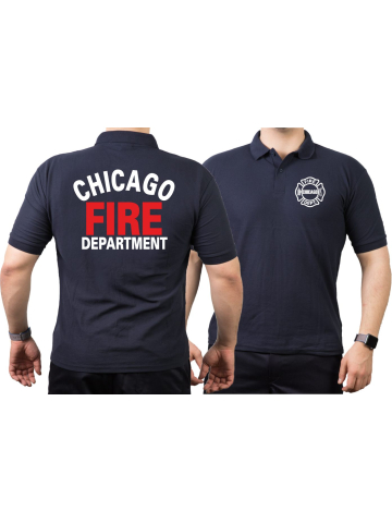 CHICAGO FIRE Dept. Halbbogen white/red, navy Polo