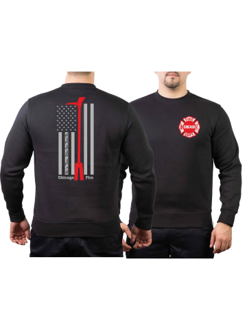CHICAGO FIRE Dept. flag + Halligan Tool, black Sweat