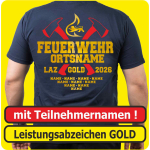 T-Shirt Leistungsabzeichen GOLD gekreuzte rote Äxte + Namen (Nr. 27N)